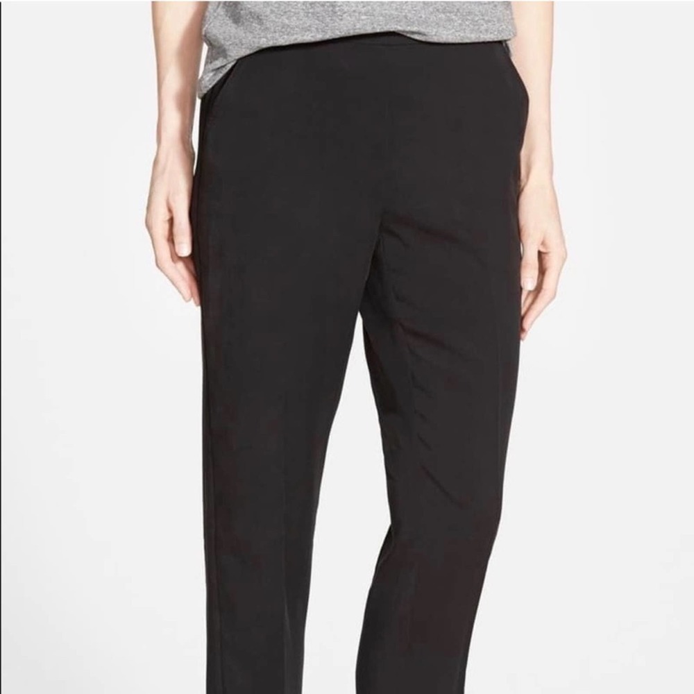 Eileen Fisher Lightweight Tencel Twill Ankle Pants black large